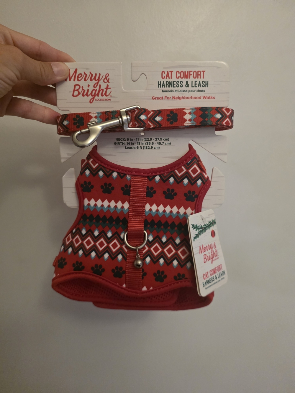 Merry & Bright Red Cat Harness and Leash Set